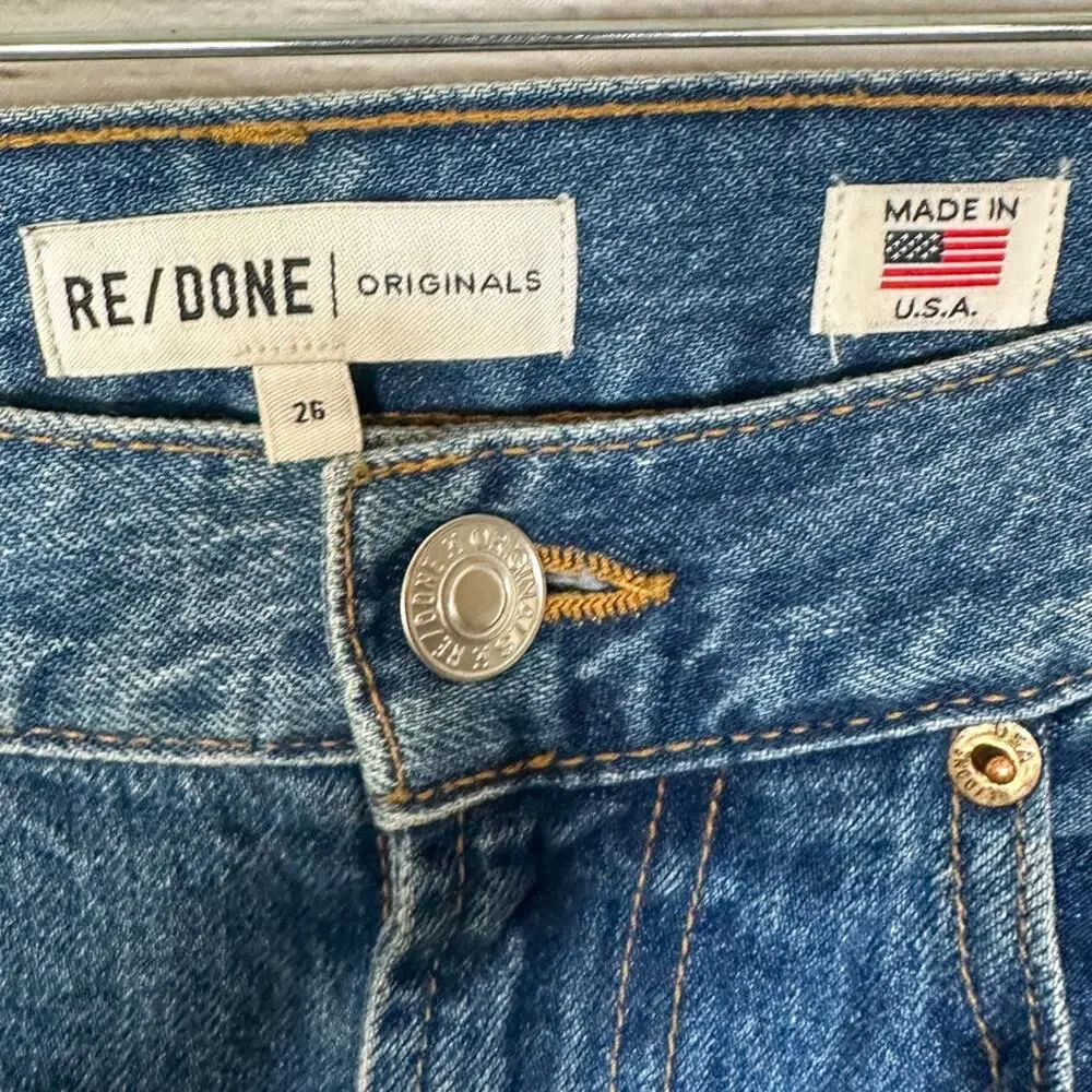 Re/Done Jeans Academy Fit High Rise Straight Leg, EUC, Size 26, MSRP $395